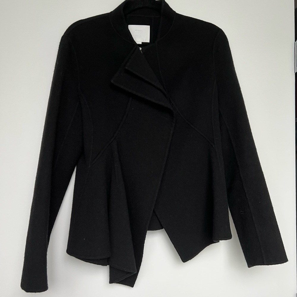 Hugo boss wool jacket coat size 6 black